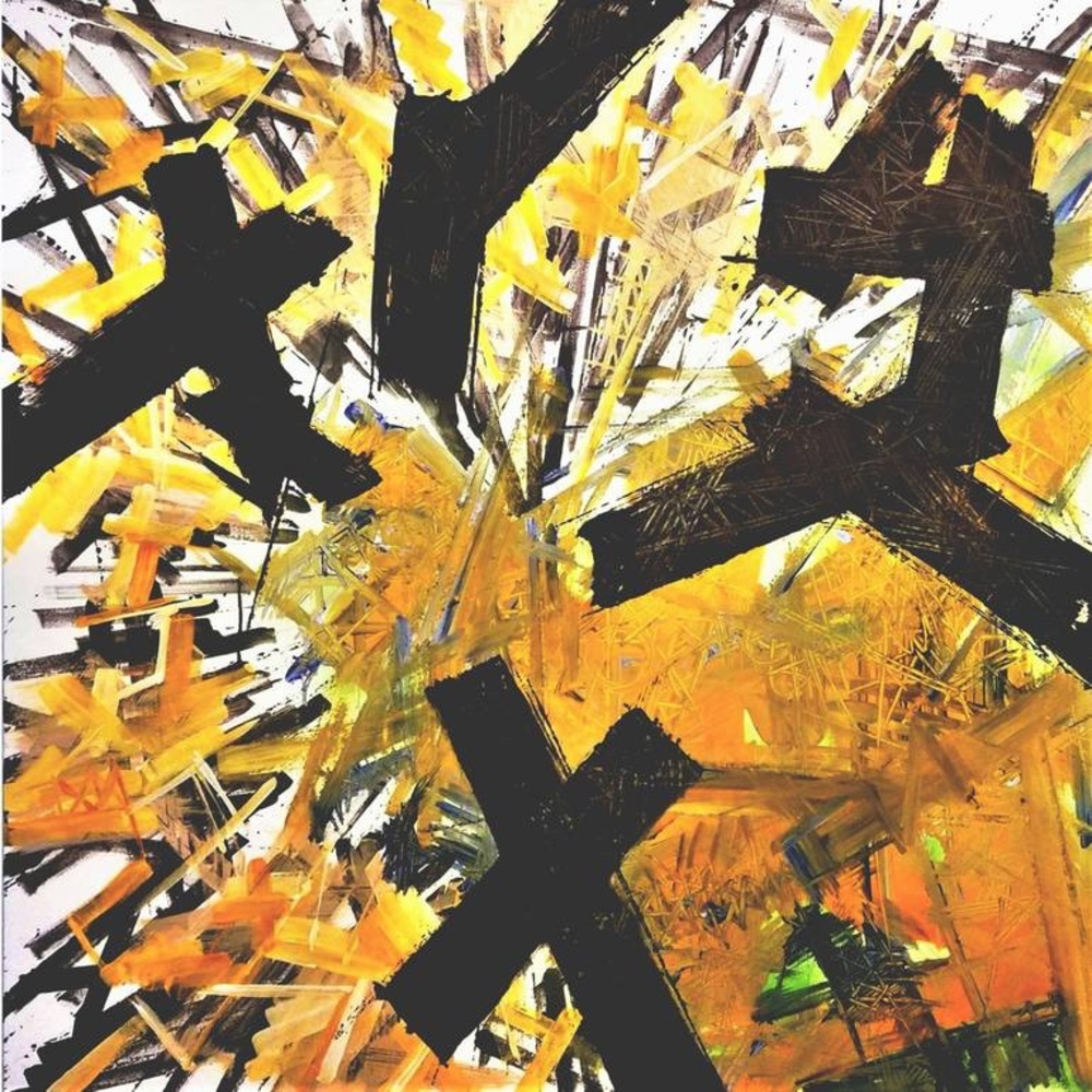 Original wall art painting Acrylic on canvas 48”x48”x2” titled “De repente”